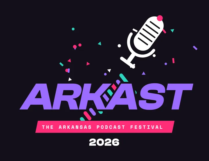 ARKAST 2026 launch mark, stacked, full color, for dark backgrounds
