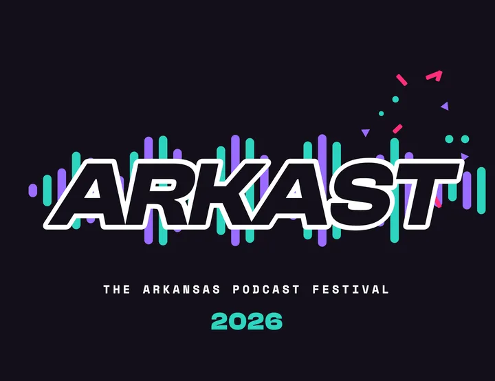 ARKAST 2026 wave mark, stacked, full color, for dark backgrounds